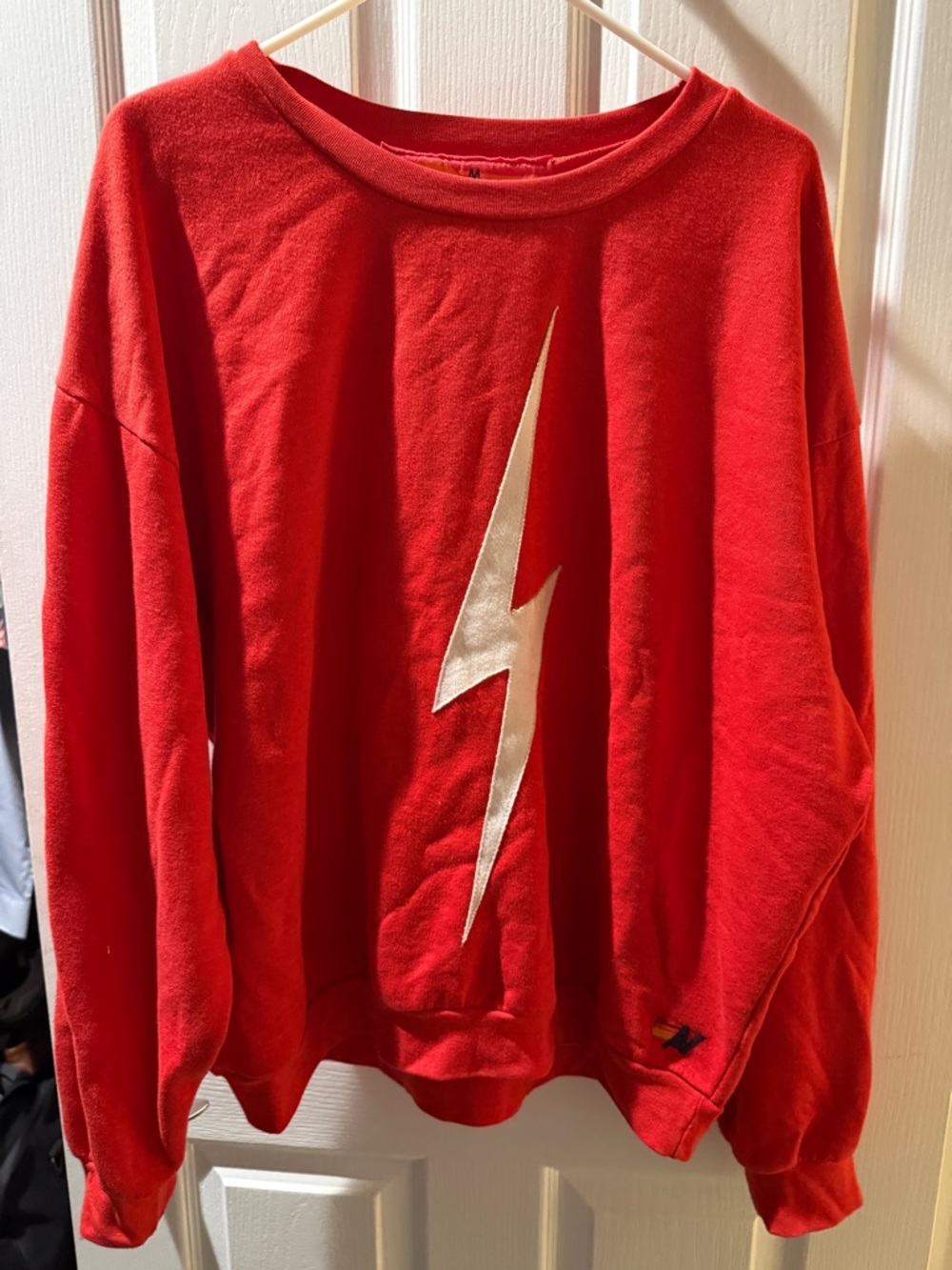 Aviator Nation Red Sweatshirt with White Bolt Accent
